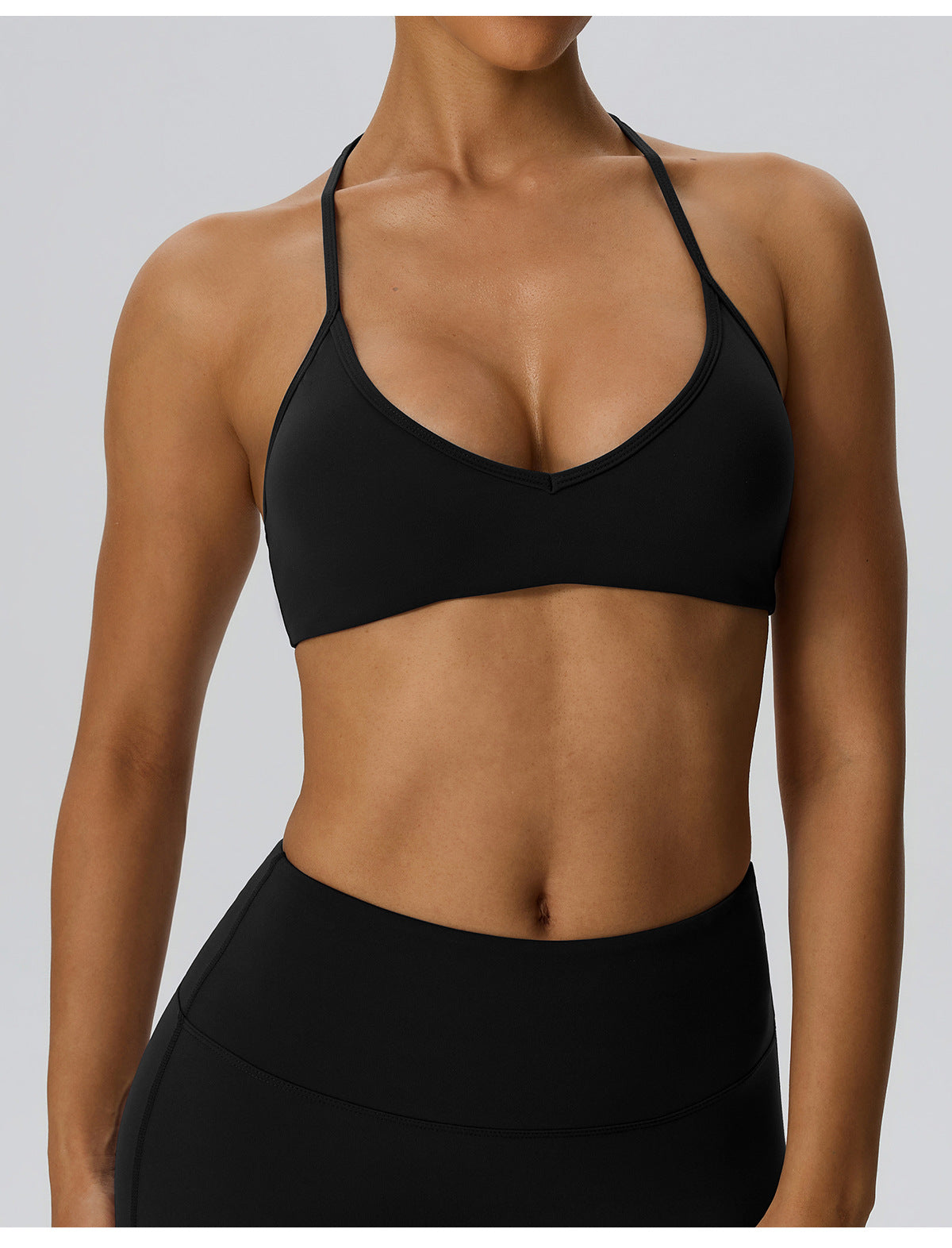 Wholesale Women’s Double-Brushed Sports Bra | Bulk V-Neck Halter Fitness & Yoga Wear 62767 | fouregg
