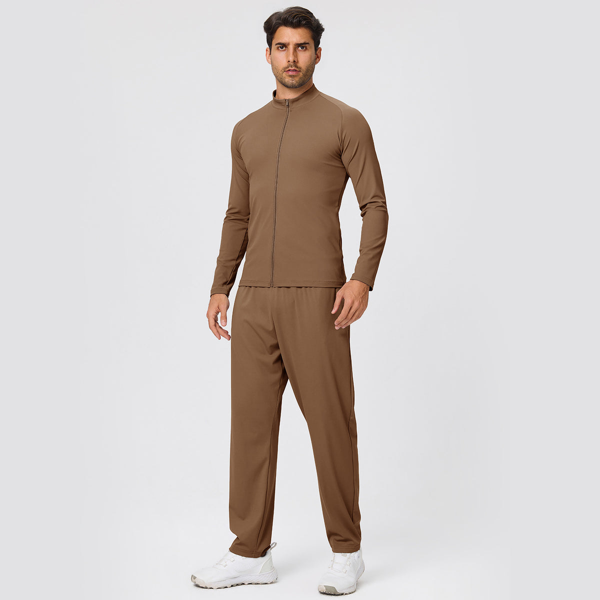 Wholesale Men’s Winter Sports Set | Bulk Lightweight Fleece Fitness & Casual Wear | fouregg - Khaki