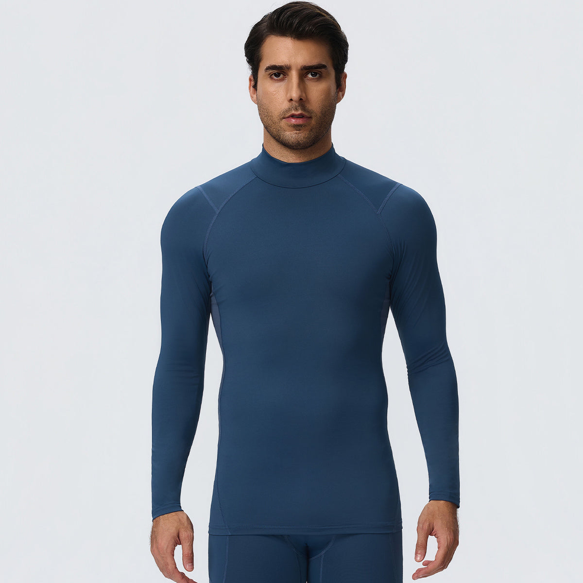 Wholesale Men’s Sculpting Workout Top 61532 | High-Stretch Long Sleeve Fitness Shirt | fouregg - Deep Blue
