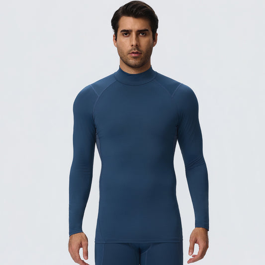 Wholesale Men’s Sculpting Workout Top 61532 | High-Stretch Long Sleeve Fitness Shirt | fouregg - Deep Blue