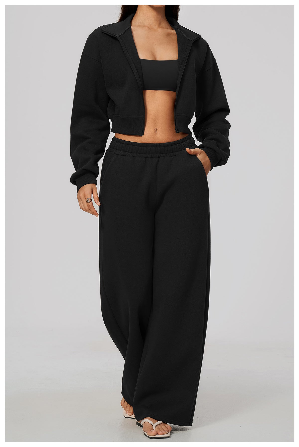 Wholesale Women’s Cropped Sports Jacket | Bulk Warm Windproof Fleece 3615 | fouregg