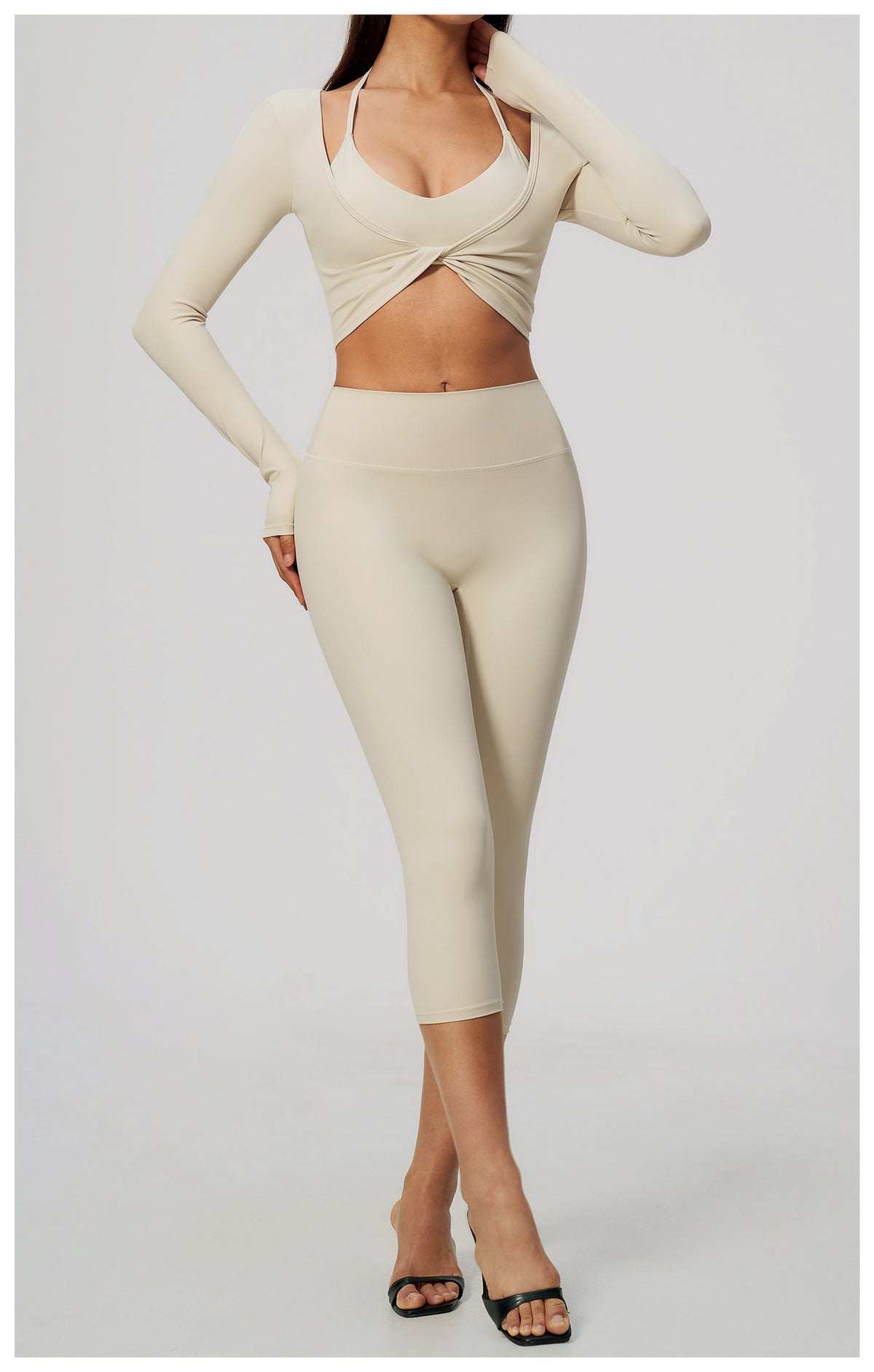 Wholesale Brushed Activewear Set 5529 | Tummy-Control, Butt-Lifting Yoga & Running Outfit | fouregg