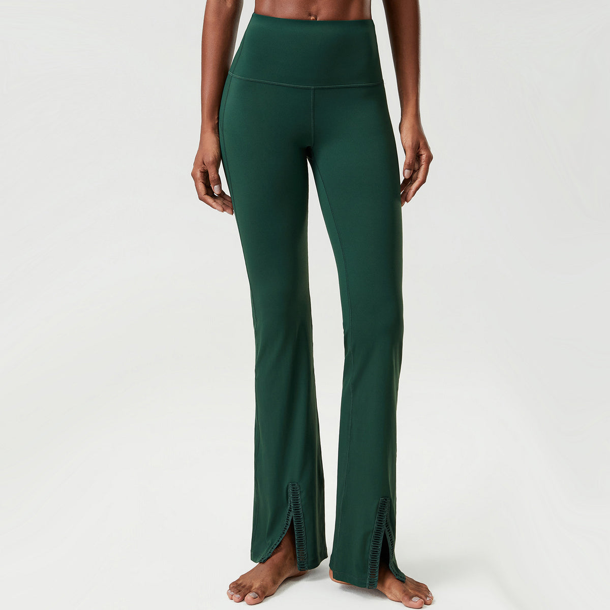 Wholesale Plus Size Women’s Flare Leggings | Bulk Slimming Running & Fitness Pants | fouregg - Green
