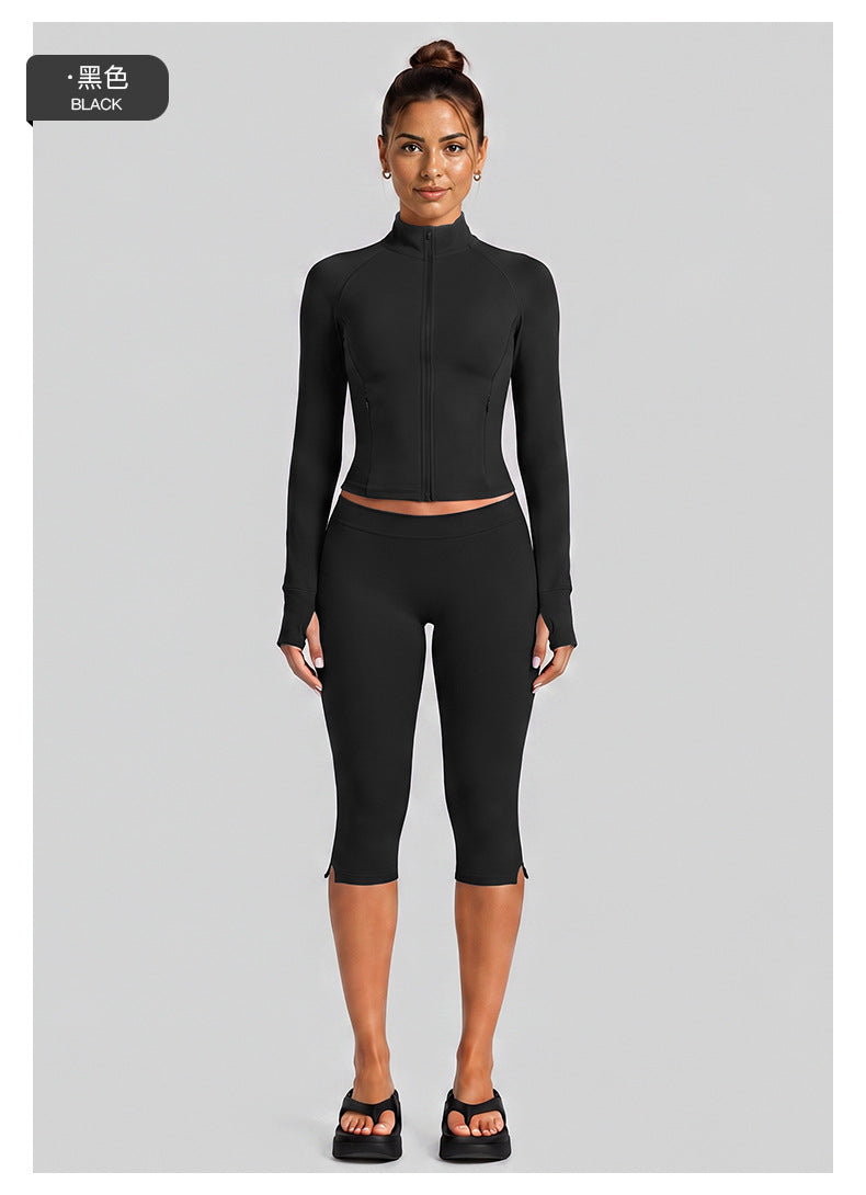 Wholesale Women’s Casual Tracksuit | Fitted Zip-Up Jacket & Versatile Outdoor Running Outfit | fouregg