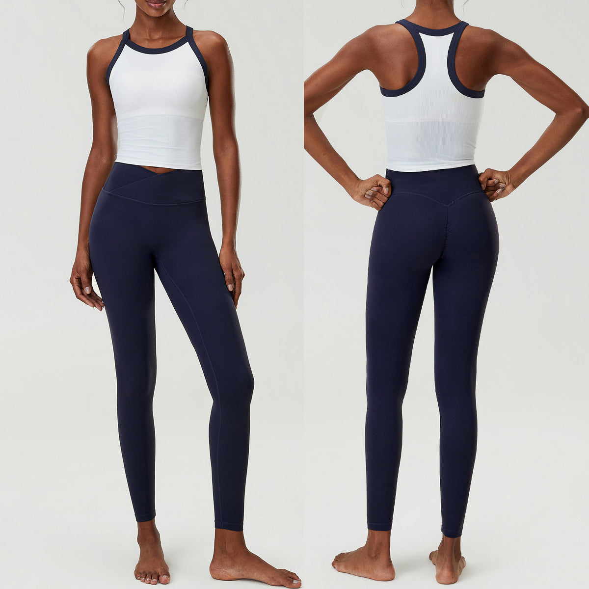 Wholesale Women’s 2-Piece Fitness Set | Bulk Stretch Tennis & Running Wear | fouregg - Dunstone Blue