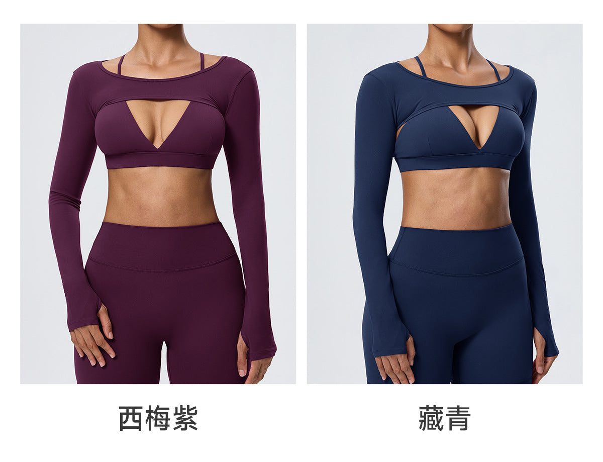 Wholesale Women’s Long-Sleeve Yoga Cover-Up | Bulk Stretch Activewear 62538 | fouregg