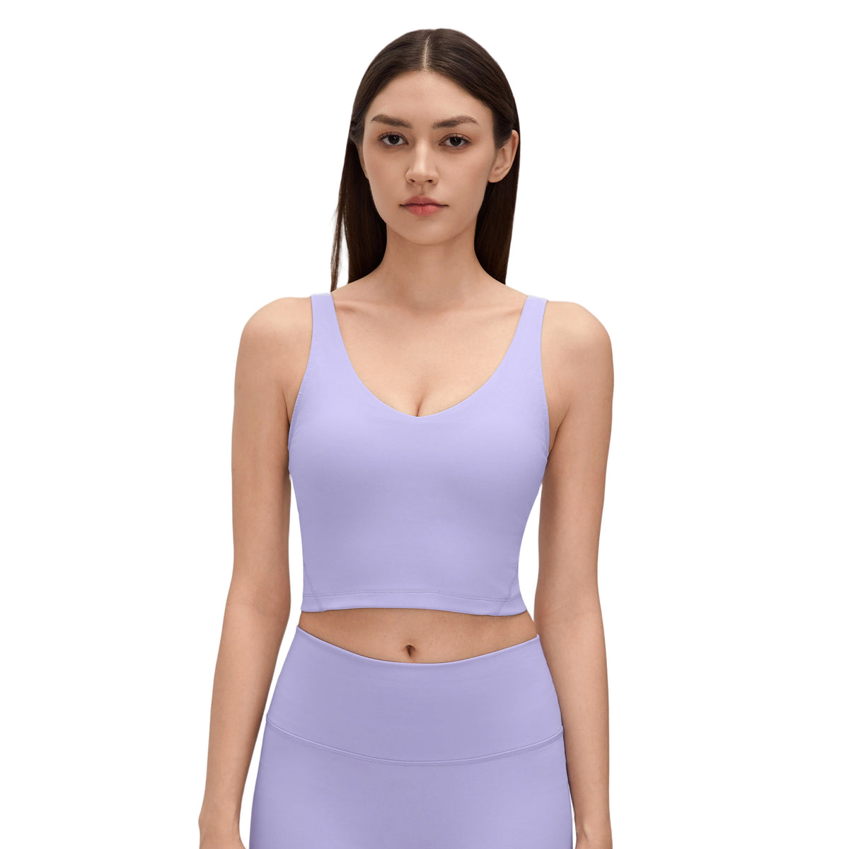 Wholesale Women’s Thermal Yoga Tank D26153 | Brushed V-Neck Sports Bra with Built-In Support | fouregg