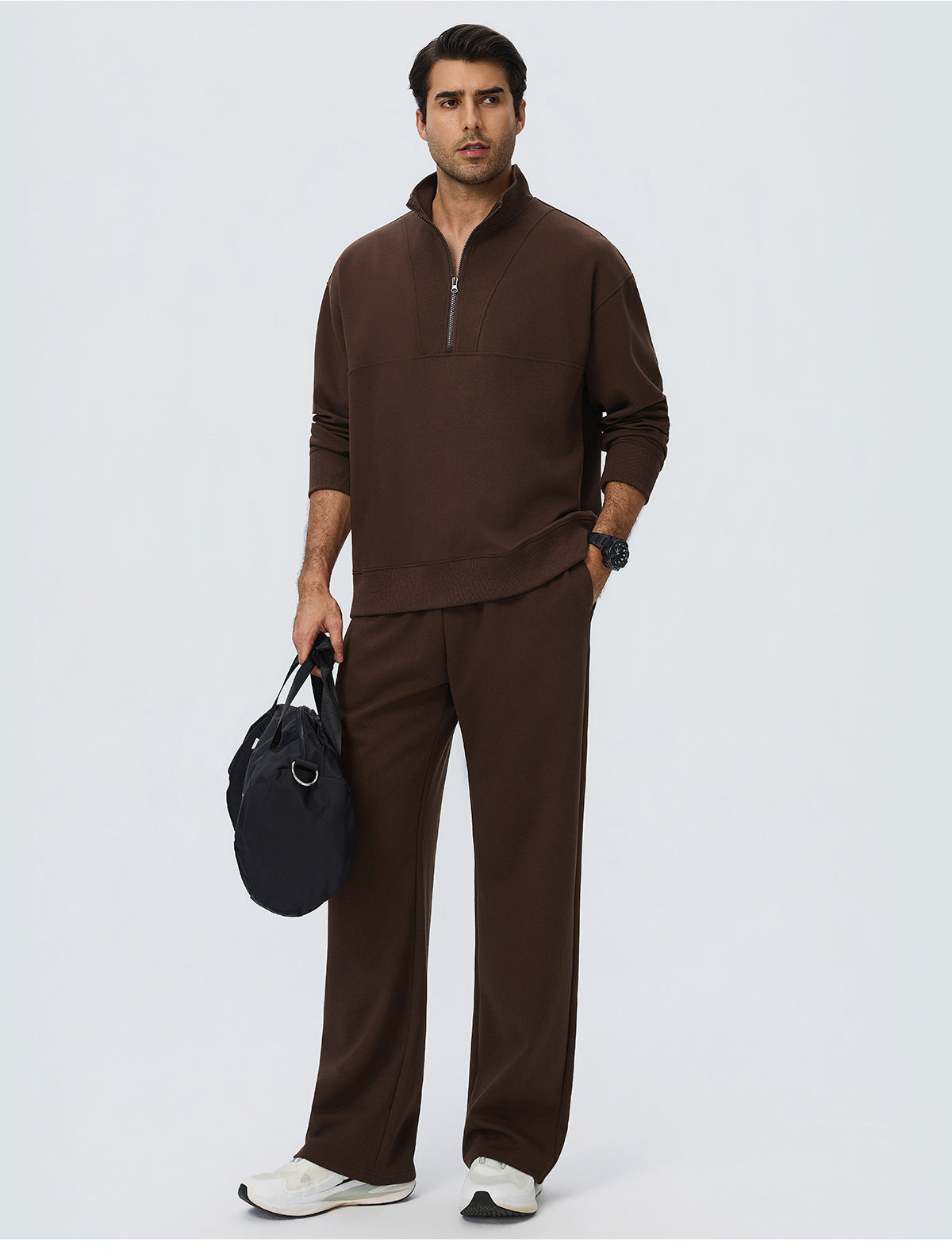 Wholesale Men’s Half-Zip Sports Pullover | Bulk Relaxed-Fit Thermal Workout Top 61531 | fouregg