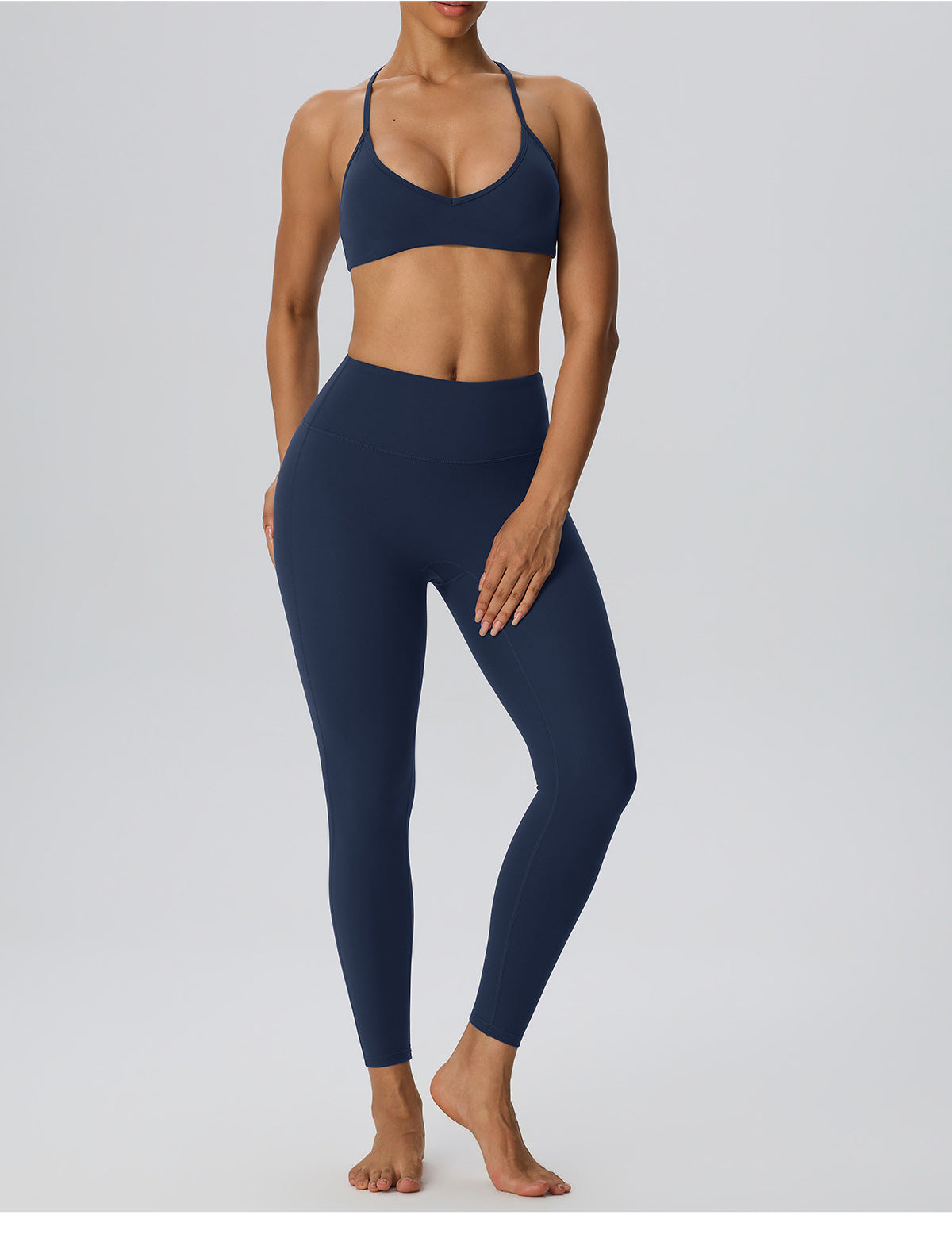 Wholesale Women’s Double-Brushed Yoga Set | Bulk Sculpting Sports Bra & High-Waist Leggings | fouregg