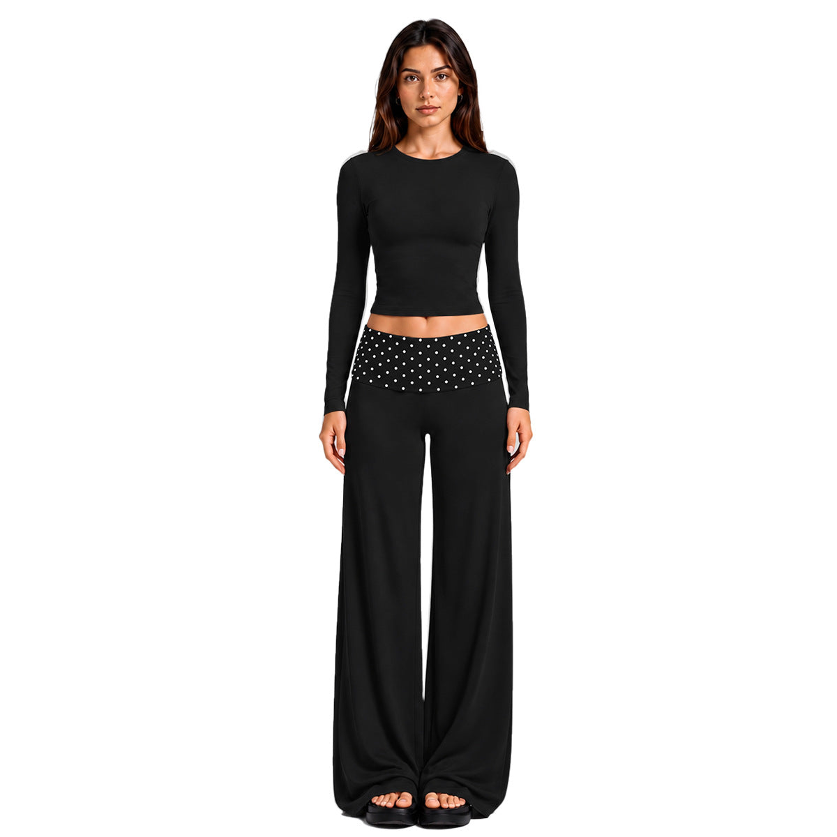 Wholesale Women’s Activewear Set | Fitted Sports Tank & Color-Block Polka Dot Workout Pants | fouregg