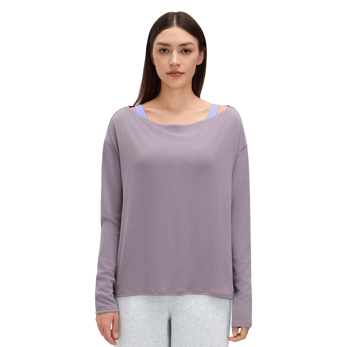 Wholesale Women’s Relaxed-Fit Activewear Top D26166 | Casual Long-Sleeve Running & Pilates Cover-Up | fouregg