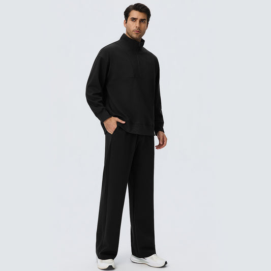 Wholesale Men’s Fleece Tracksuit Set | Bulk Warm Running & Fitness Activewear | fouregg - Black