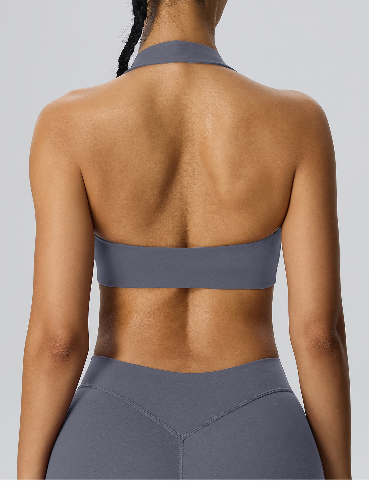 Wholesale Women’s Double-Brushed Sports Bra | Bulk Open-Back Halter Fitness Top 62768 | fouregg