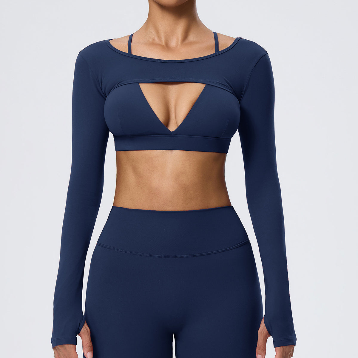 Wholesale Women’s Double-Brushed Activewear Set | Bulk 2-Piece Yoga & Fitness Wear | fouregg - Navy