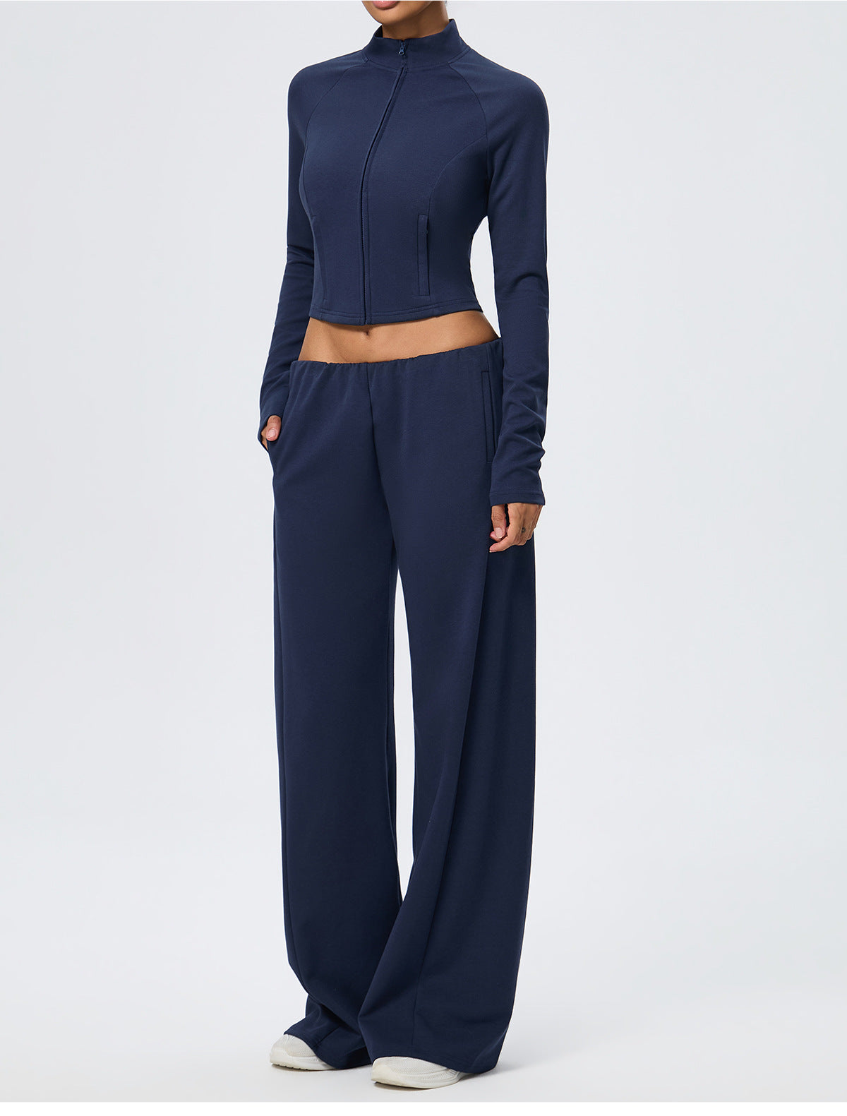 Wholesale Thermal Activewear Set | Cotton-Feel Long-Sleeve Top & Wide-Leg Trousers | fouregg