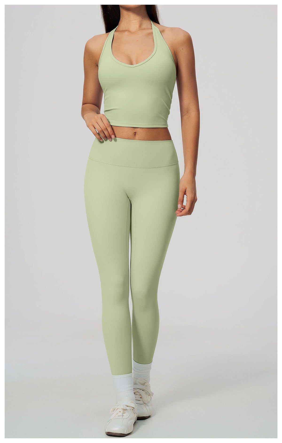 Wholesale Women’s Quick-Dry Activewear Set 5529 | Halter Tank & Sculpting Yoga Pants | fouregg