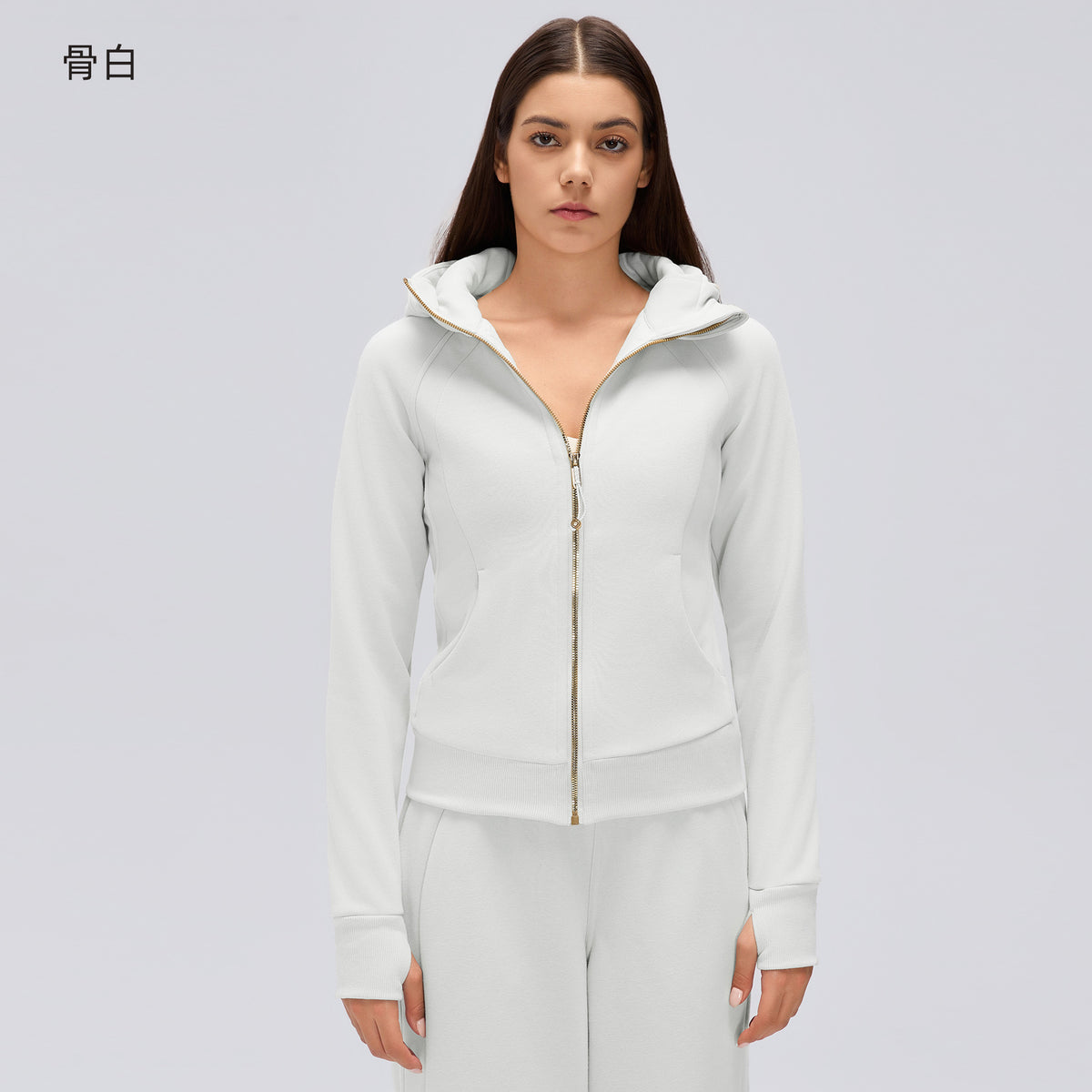 Wholesale Women’s Winter Puffer Jacket D26117 | Slimming Zip-Up Hooded Thermal Outerwear | fouregg - Bone White