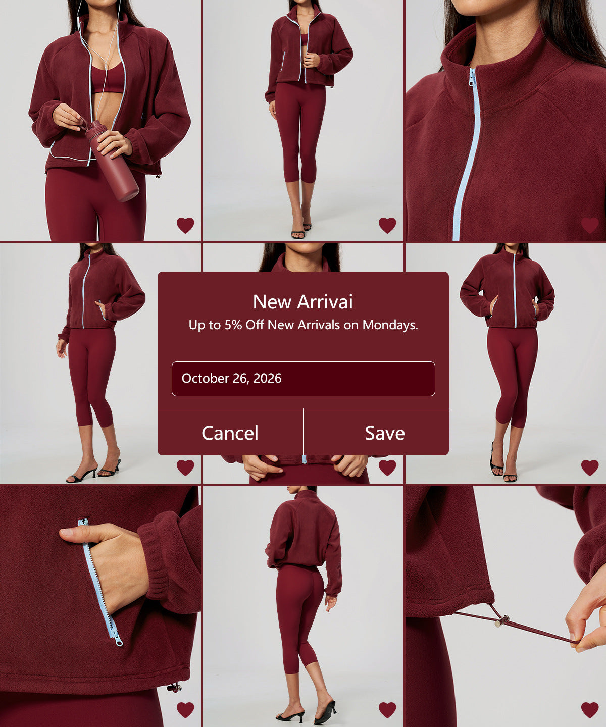 Wholesale Women’s Casual Activewear Jacket 5585 | Relaxed-Fit Warm Cropped Zip-Up | fouregg