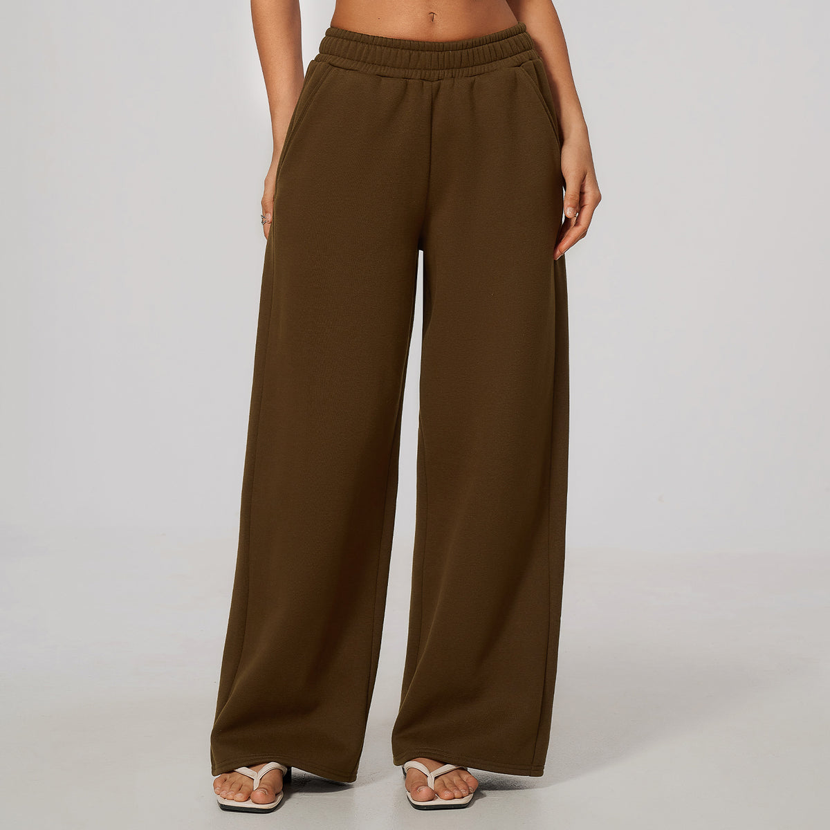 Wholesale Women’s Fleece Sports Pants | Bulk Warm Casual & Fitness Sweatpants 3615 | fouregg - Agarwood Brown