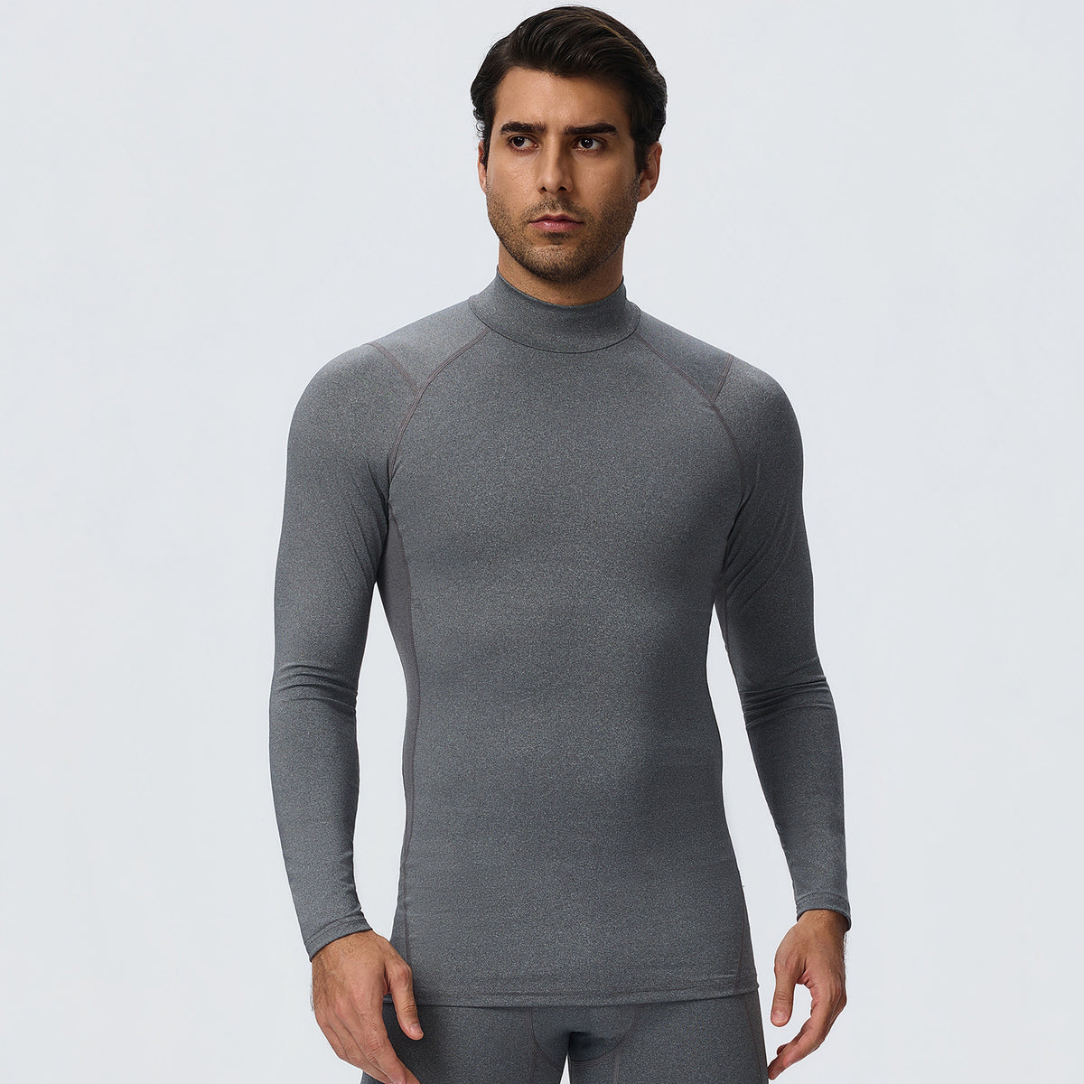 Wholesale Men’s Sculpting Workout Top 61532 | High-Stretch Long Sleeve Fitness Shirt | fouregg - Floral Gray