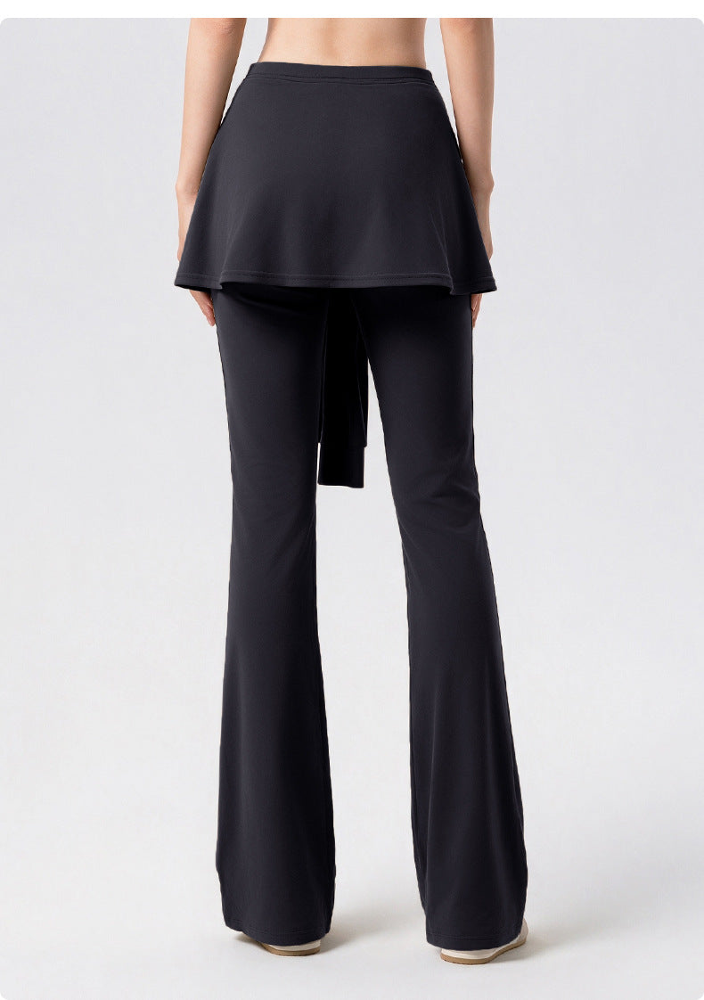 Wholesale Women’s Pilates Flare Leggings | Slimming Draped Wide-Leg Workout Pants | fouregg