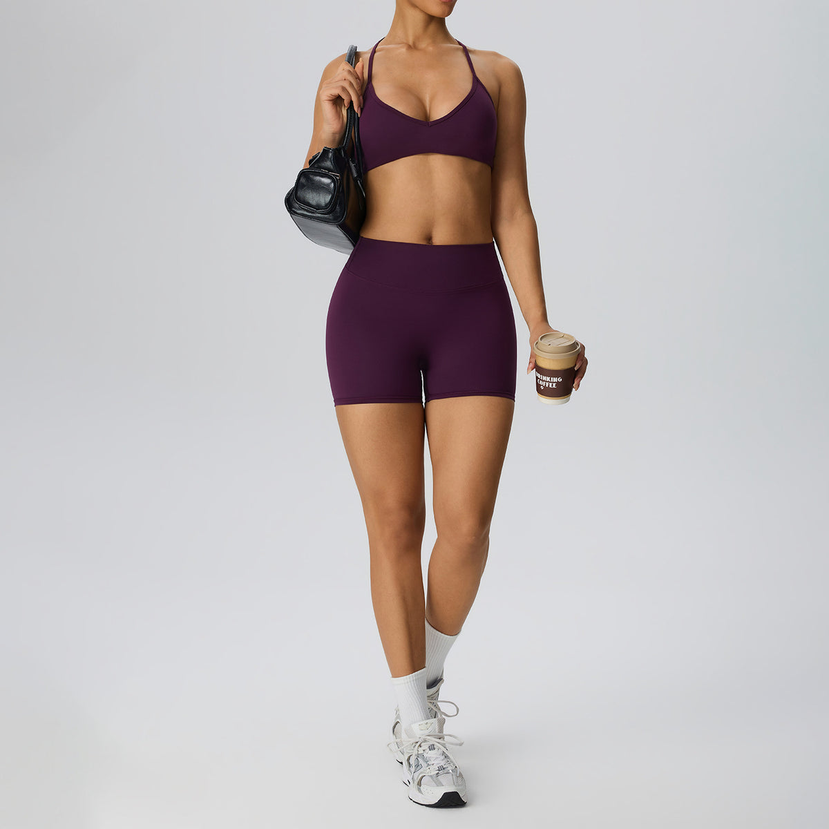 Wholesale Women’s 2-Piece Activewear Set | Bulk Brushed Sports Bra & Sculpting Biker Shorts | fouregg