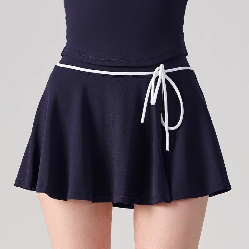 Wholesale Women’s A-Line Sports Skort | Bulk Pleated Tennis, Yoga & Badminton Skirts | fouregg - Navy Blue