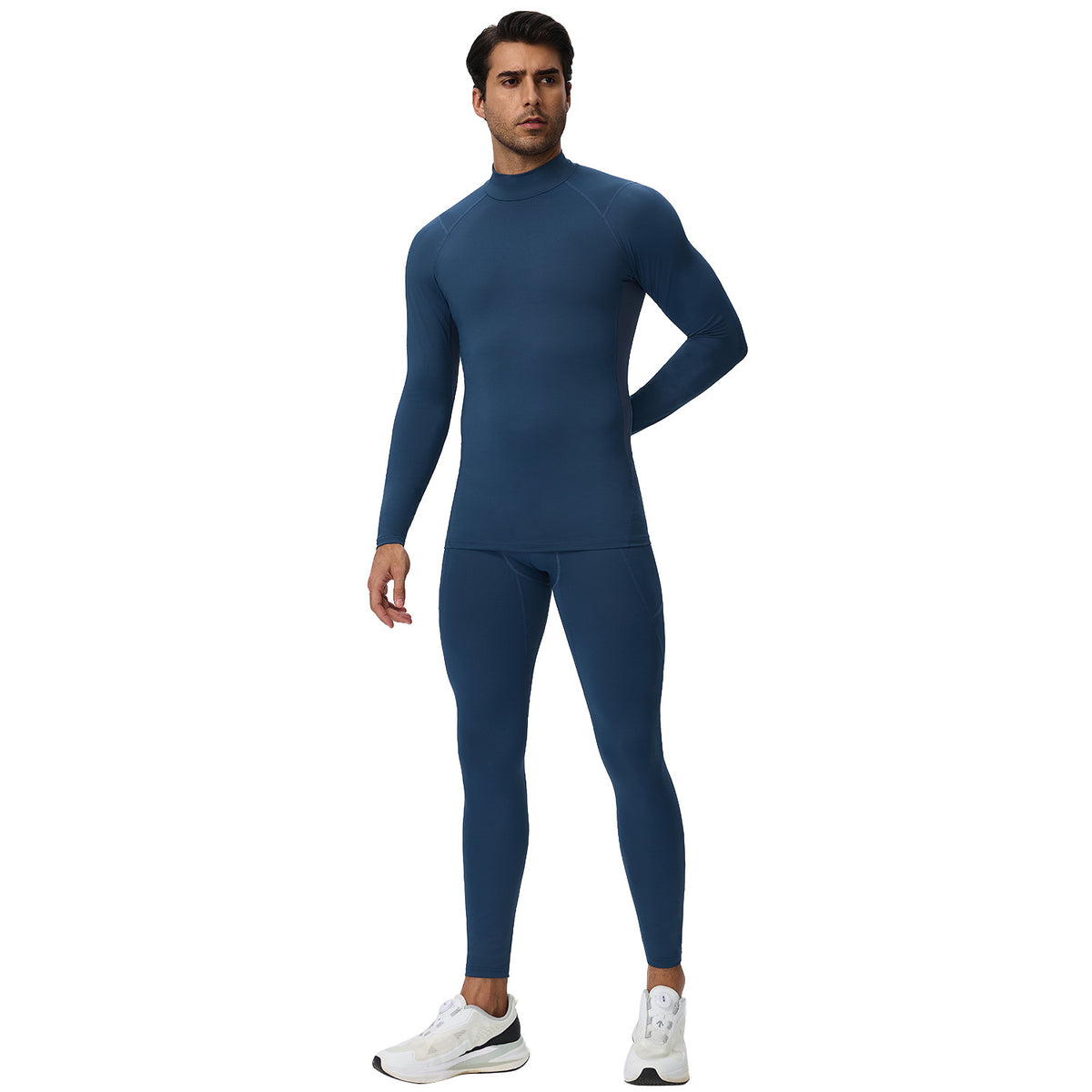 Wholesale Men’s Sculpting Workout Set | High-Stretch Long-Sleeve Shirt & Slim-Fit Gym Pants | fouregg