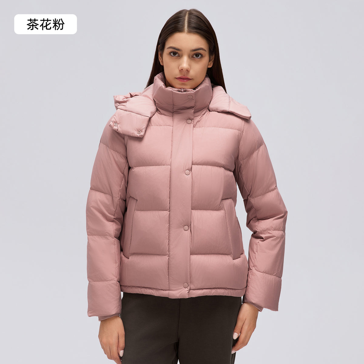 Wholesale Women’s Thickened Down Puffer Jacket D26150 | Slim-Fit Adjustable-Waist Winter Outerwear | fouregg - Camellia Pink