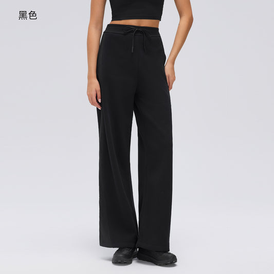 Wholesale Women’s Winter Straight-Leg Sweatpants | Relaxed-Fit Thermal Running & Workout Trousers | fouregg - Black