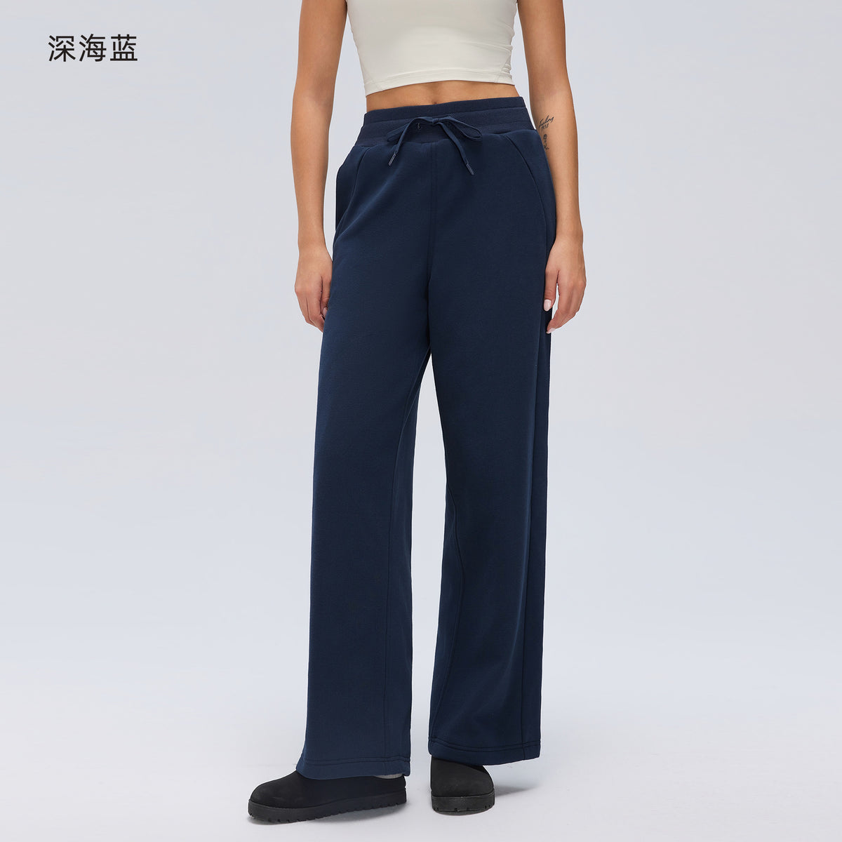 Wholesale Women’s Winter Down Sweatpants D26118 | Relaxed-Fit Thermal Outdoor Trousers | fouregg - Deep Sea Blue