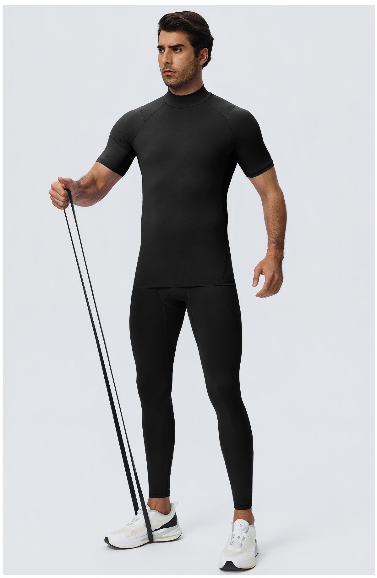 Wholesale Men’s Sculpting Workout Set | High-Stretch T-Shirt & Slim-Fit Fitness Pants | fouregg