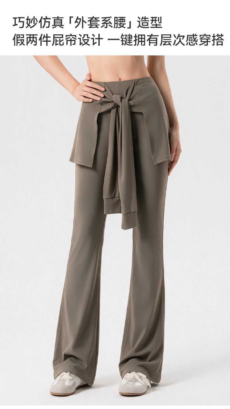 Wholesale Women’s Pilates Flare Leggings | Slimming Draped Wide-Leg Workout Pants | fouregg