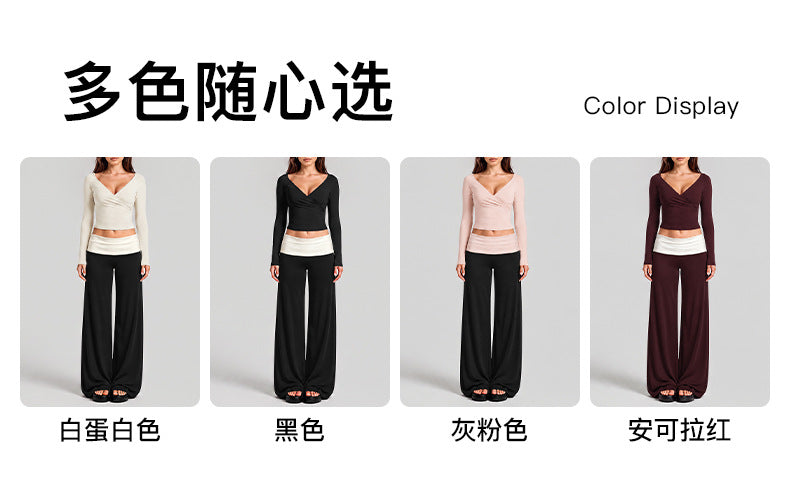 Wholesale Women’s Activewear Set | Quick-Dry Long Sleeve Off-Shoulder Top & High-Waisted Workout Pants | fouregg