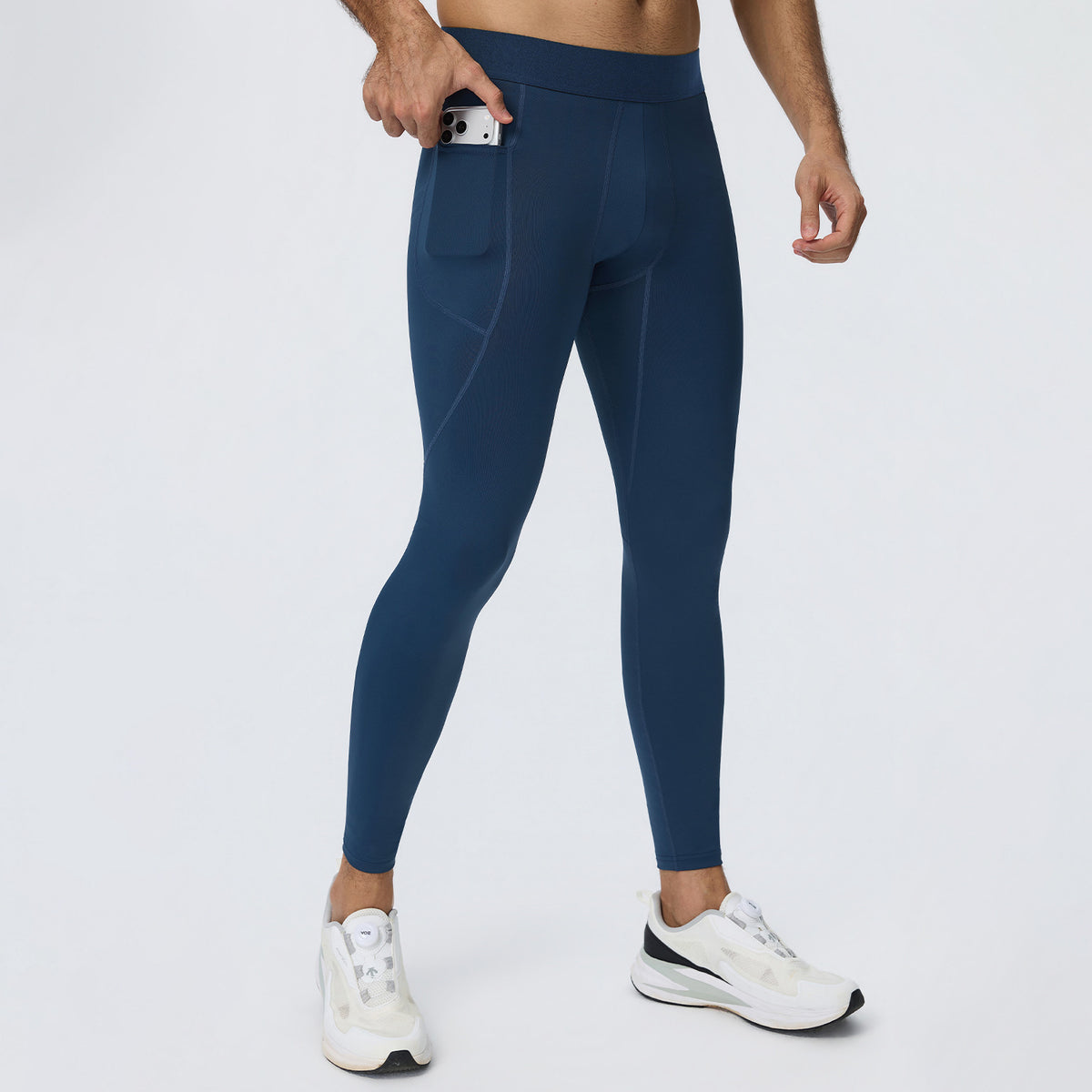 Wholesale Men’s Sculpting Fitness Pants 61302 | Slim-Fit Compression Tights for Running & Training | fouregg - Deep Blue