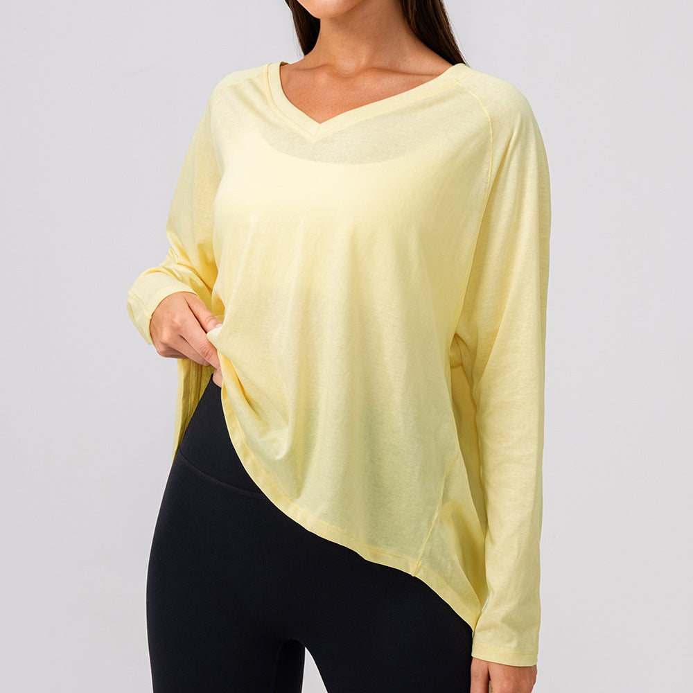 Wholesale Women’s Long-Sleeve Workout Shirt | Bulk Soft-Touch Running & Yoga Top | fouregg - Cream Yellow