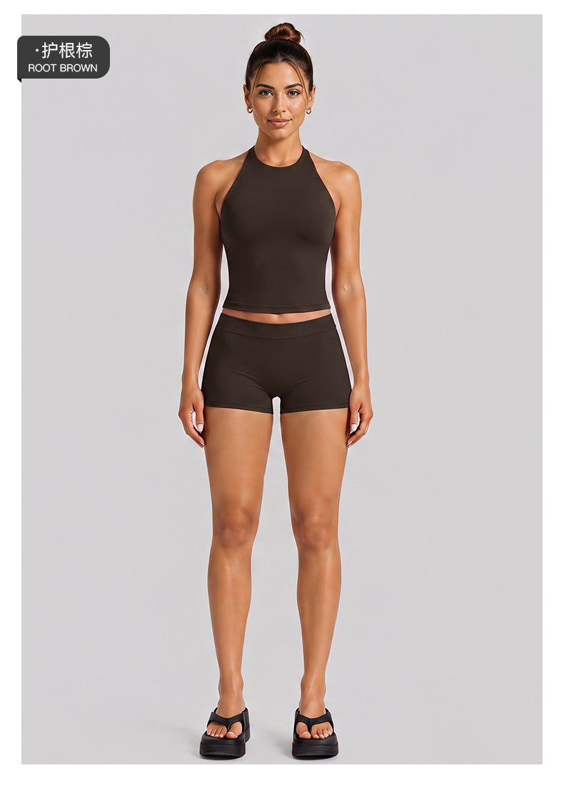Wholesale Women’s Activewear Set | Halter Neck Workout Top & High-Stretch Pilates Leggings | fouregg