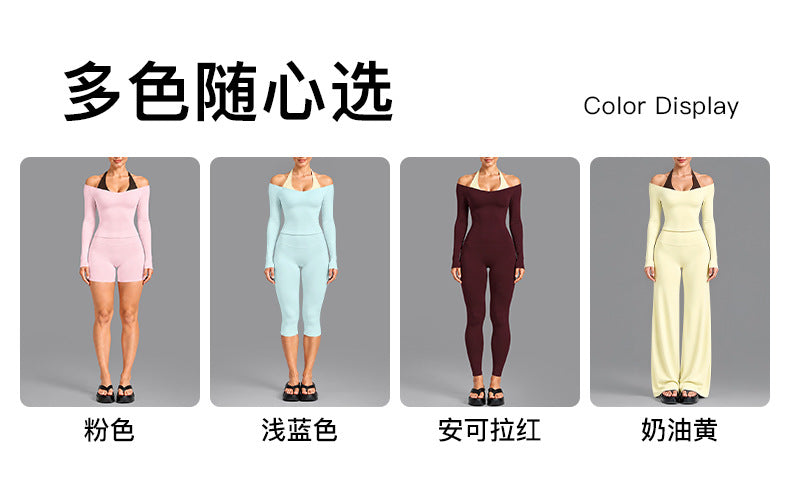 Wholesale Women’s Activewear Set | Double-Layer Halter Sports Top & Breathable Fitness Leggings | fouregg