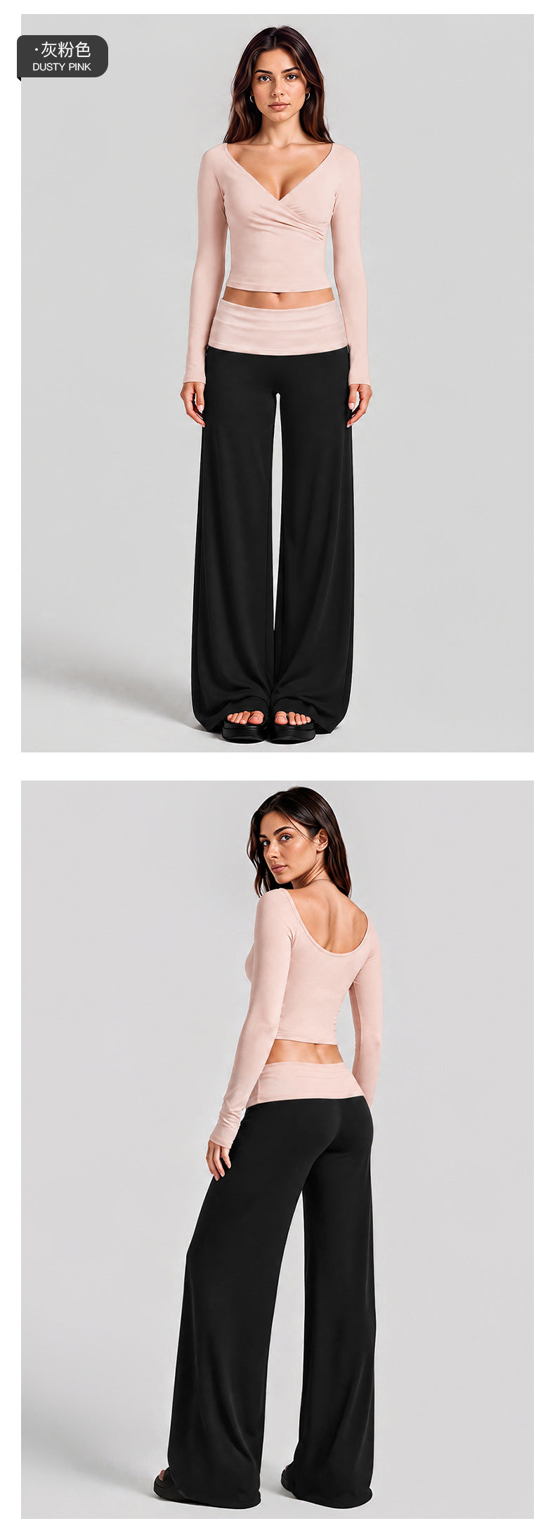 Wholesale Women’s Activewear Set | Quick-Dry Long Sleeve Off-Shoulder Top & High-Waisted Workout Pants | fouregg