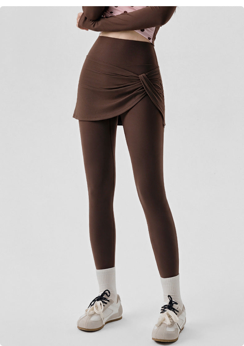 Wholesale Women’s 2-in-1 Yoga Pants | Bulk Butt-Lifting Leggings with Hip-Covering Overlay | fouregg