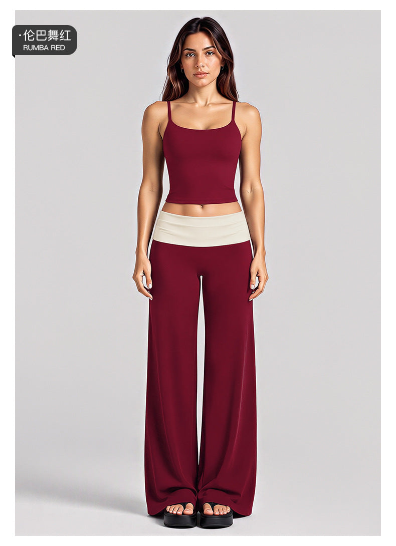 Wholesale Women’s Activewear Set | Backless Sports Tank & Color-Block High-Waisted Yoga Leggings | fouregg