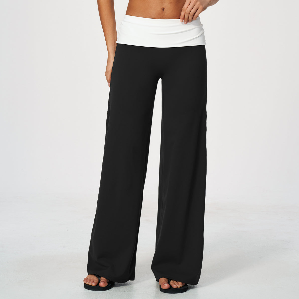Wholesale Brushed Wide-Leg Yoga Pants | Bulk Butt-Lifting Activewear Pants 9666 | fouregg