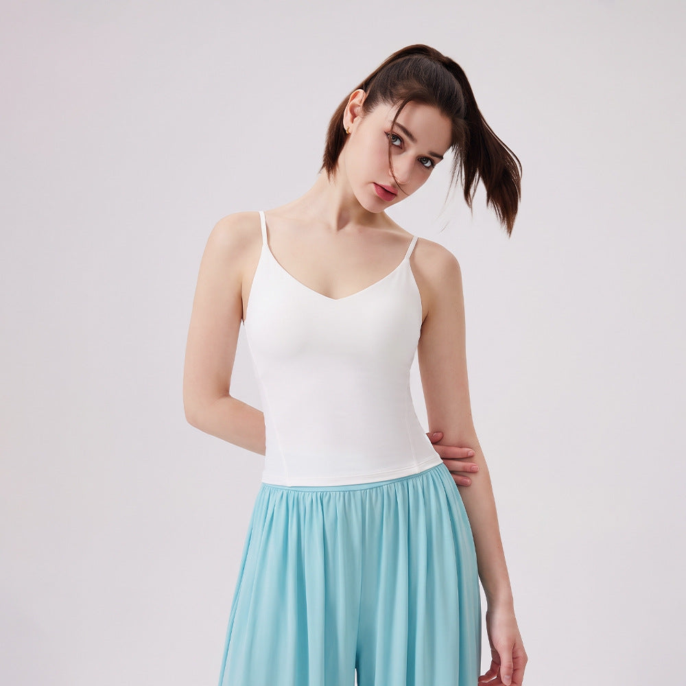 Wholesale Yoga Camisole Top with Semi-Fixed Cups | Bulk Athletic Gym Workout Bra Top | fouregg
