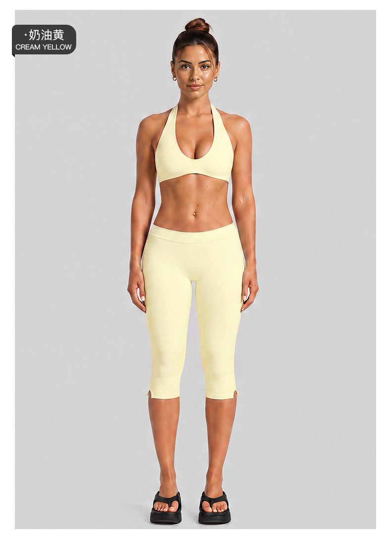 Wholesale Women’s Activewear Set | Halter Workout Top & Capri Pants for Running, Cycling & Pilates | fouregg