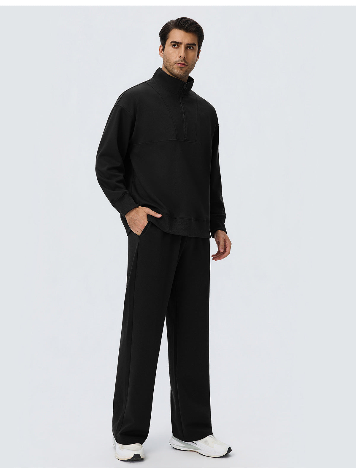 Wholesale Men’s Half-Zip Sports Pullover | Bulk Relaxed-Fit Thermal Workout Top 61531 | fouregg