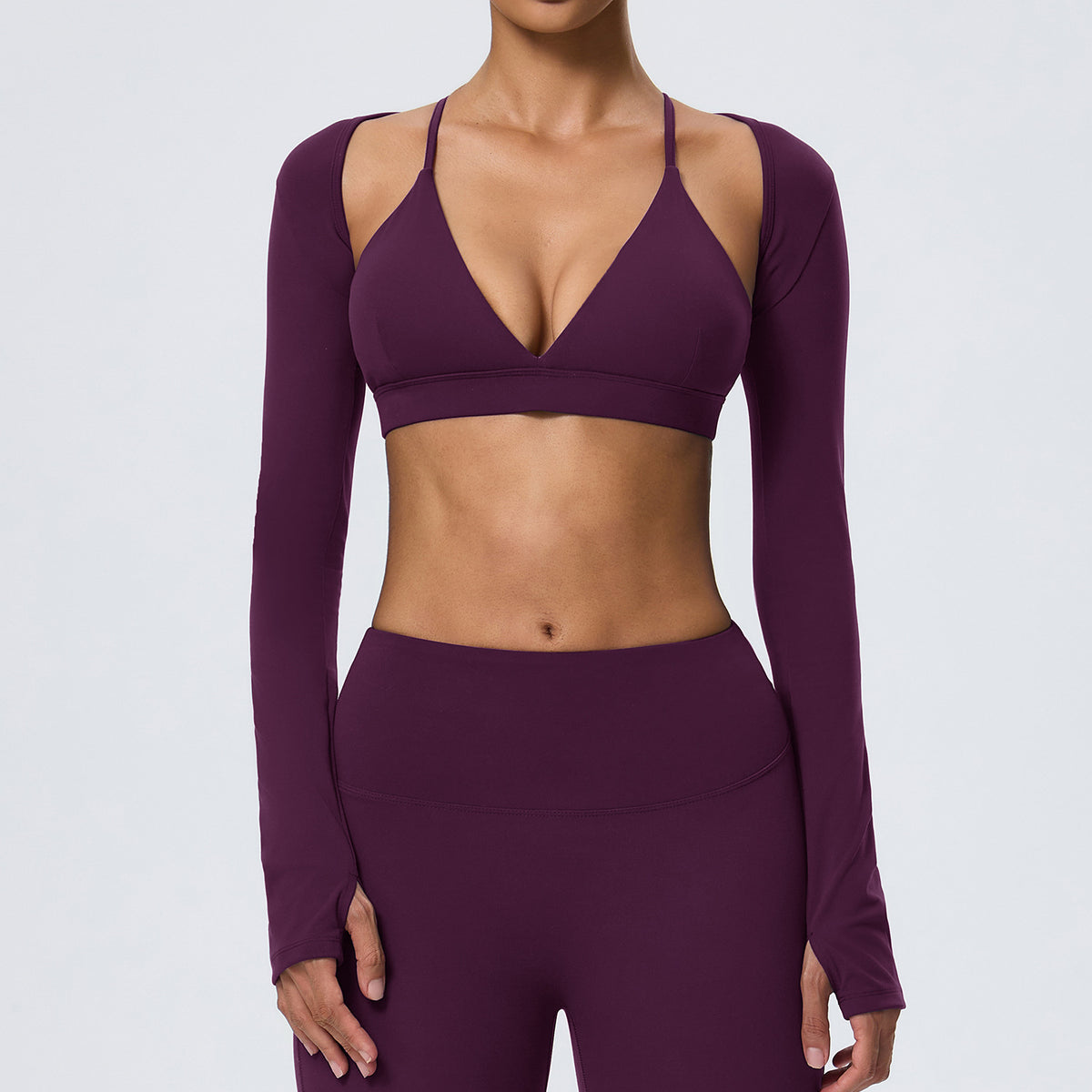 Wholesale Women’s Fitted Yoga Cover-Up | Bulk Double-Brushed Quick-Dry Activewear 62540 | fouregg - Plum Purple