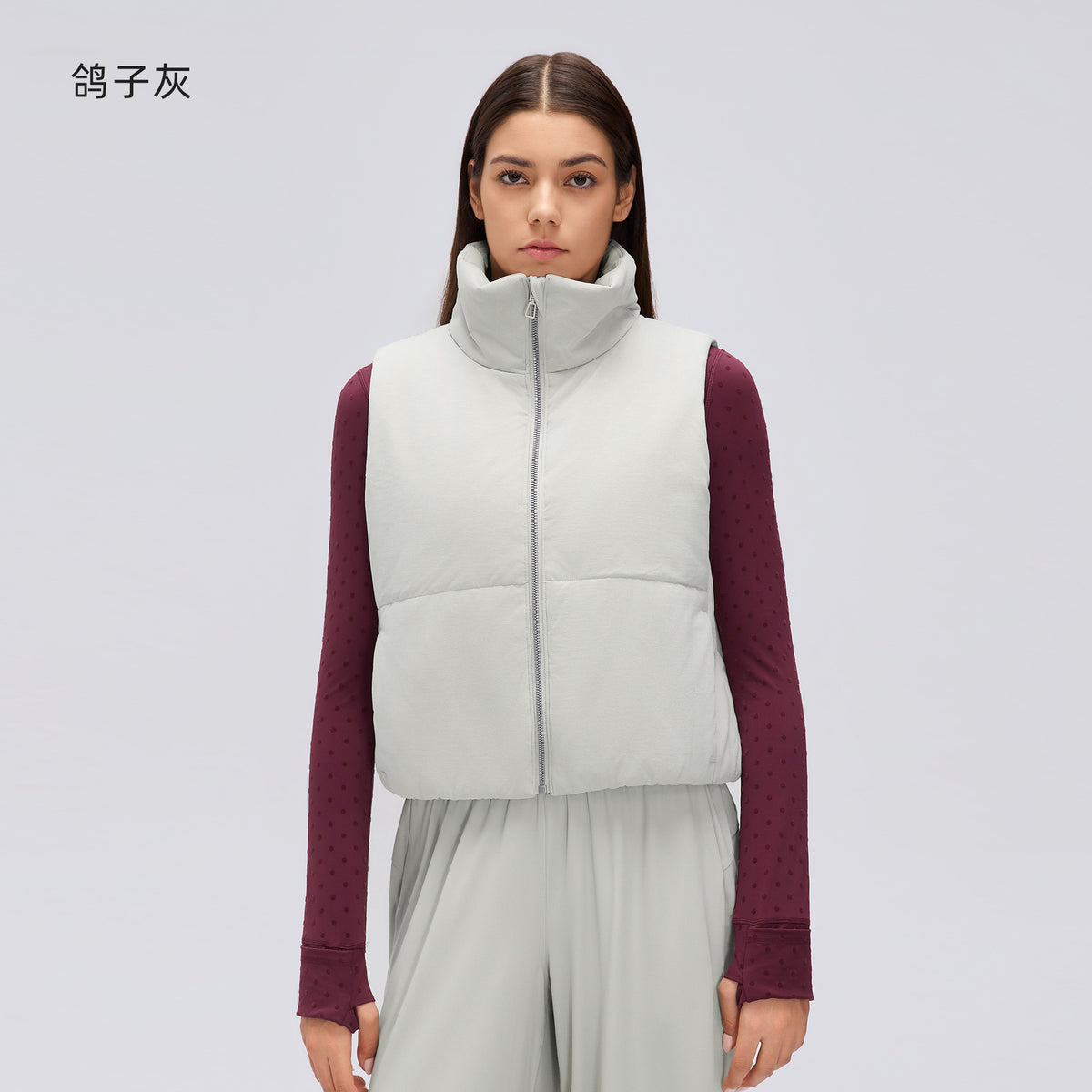 Wholesale Women’s Winter Padded Vest D26113 | Relaxed-Fit Minimalist Sleeveless Jacket | fouregg - Dove Gray