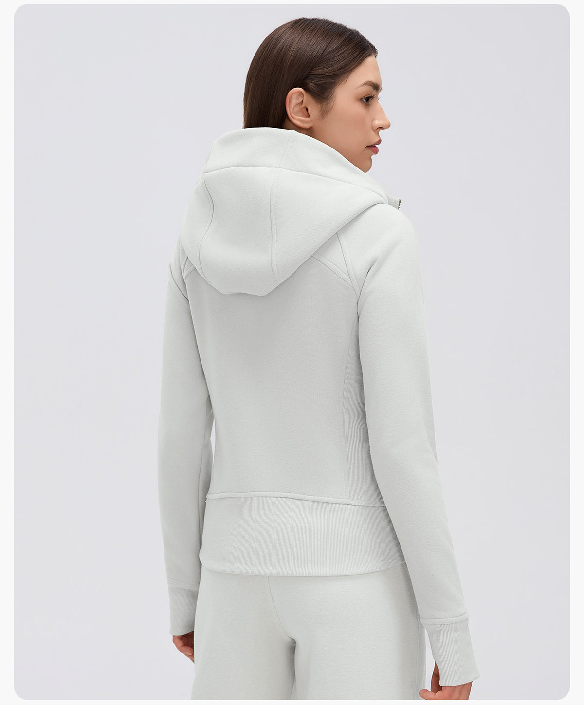 Wholesale Women’s Winter Workout Jacket D26115 | Warm Drawstring Waist Hooded Fitness Top | fouregg