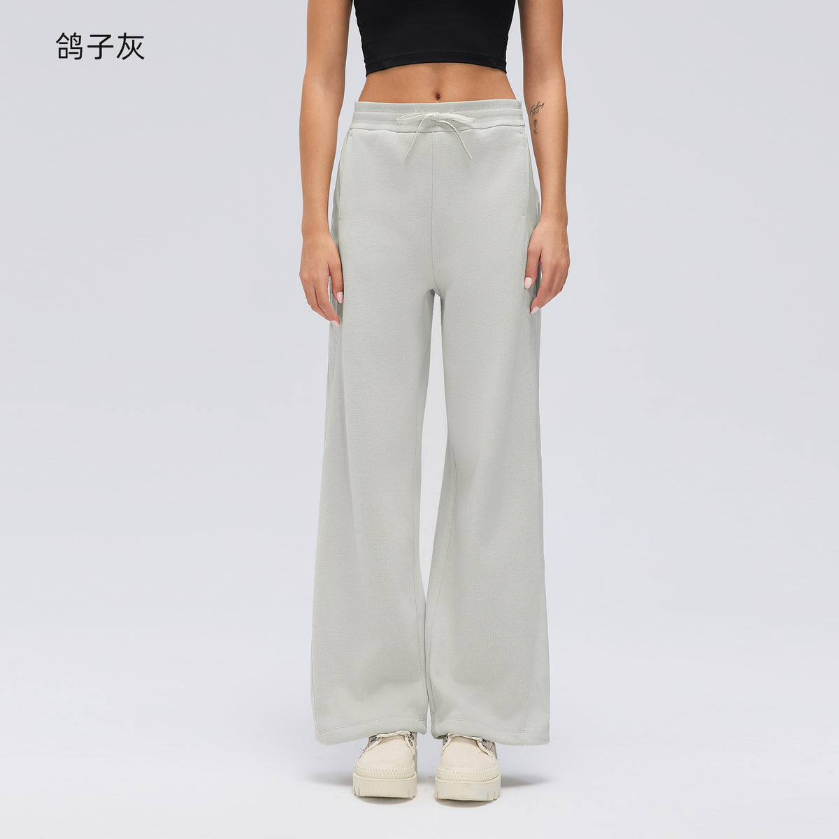 Wholesale Women’s Winter Straight-Leg Sweatpants | Relaxed-Fit Thermal Running & Workout Trousers | fouregg - Dove Gray