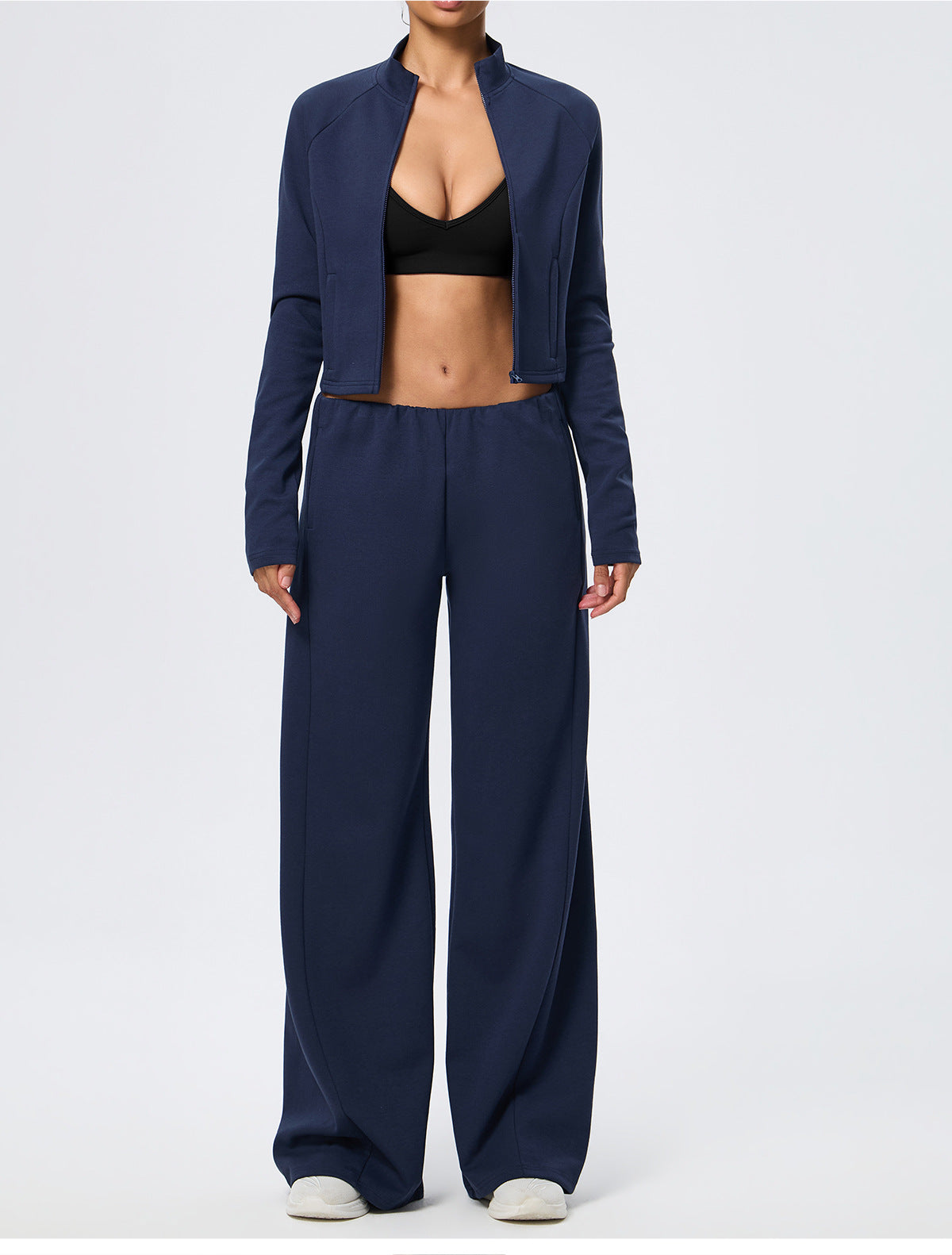 Wholesale Thermal Activewear Set | Cotton-Feel Long-Sleeve Top & Wide-Leg Trousers | fouregg